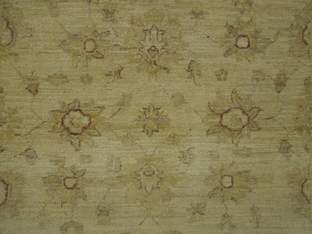 4 x 5.10 beige Sage green Chobi Peshawar Handmade Rug #PIX-20270