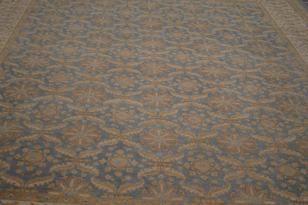 9.1 x 11.6 Light Blue Chobi Peshawar Handmade Wool Rug #PIX-28539