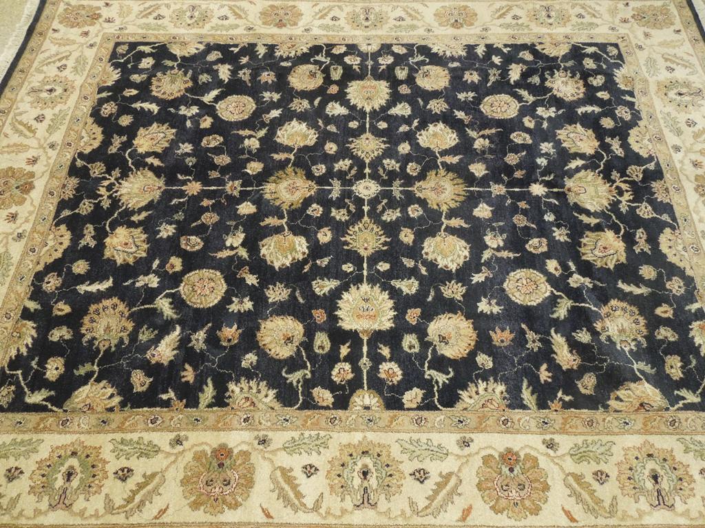 8 x 10 Quality Wool Hand-Knotted Jaipur Rug Black #PIX-25660