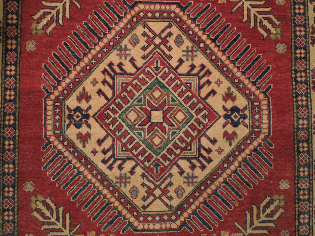 4.9 x 6.6 Hand-Knotted Afghan Kazak Rug #PIX-19340