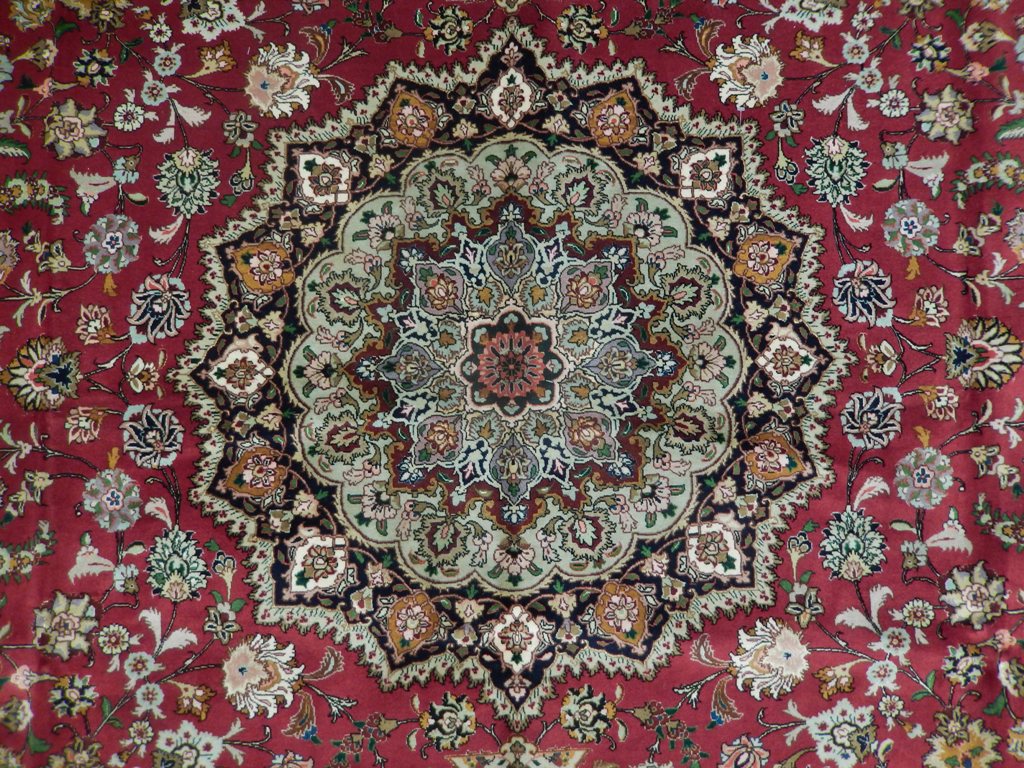 8.4 x 11.7 Authentic Fine Quality Persian Tabriz Carpet Handmade Iran Wool and Silk 400 KPSI #PIX-21866