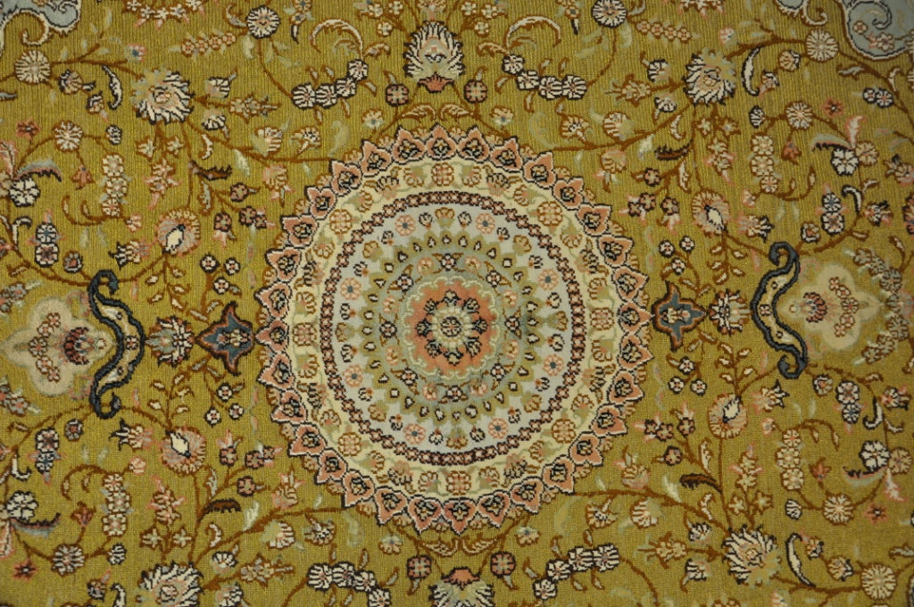 5 x 8 Classic Hand-Knotted Golden Rug Raised Silk Pile #PIX-27420