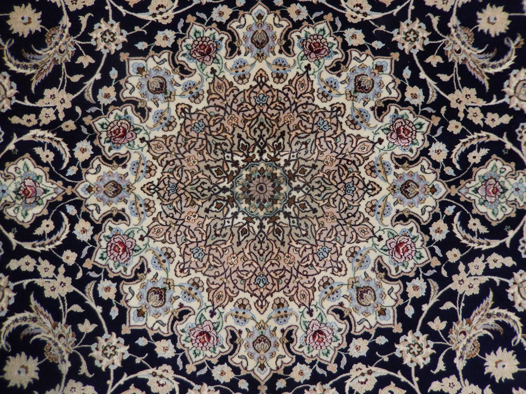 8.6 x 8.6 Square Authentic Persian Esfahan Top Quality Wool and Silk on Silk 500 KPSI #PIX-21833