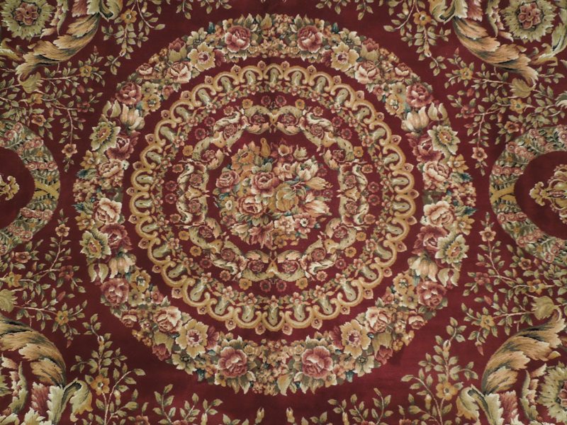 10.2 x 14 Amazing Handmade Rug French Savanerie Wool Burgundy Gold #PIX-17317