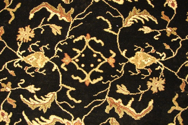 8.0 x 8.0 ROUND Quality Wool Handmade Rug BLACK  #PIX-14311