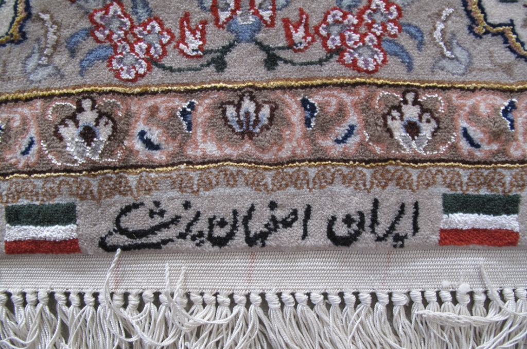 3.7 x 5.6 SIGNED Super Fine Quality Authentic Persian Esfahan Rug Wool and Silk 500 KPSI #B-82357