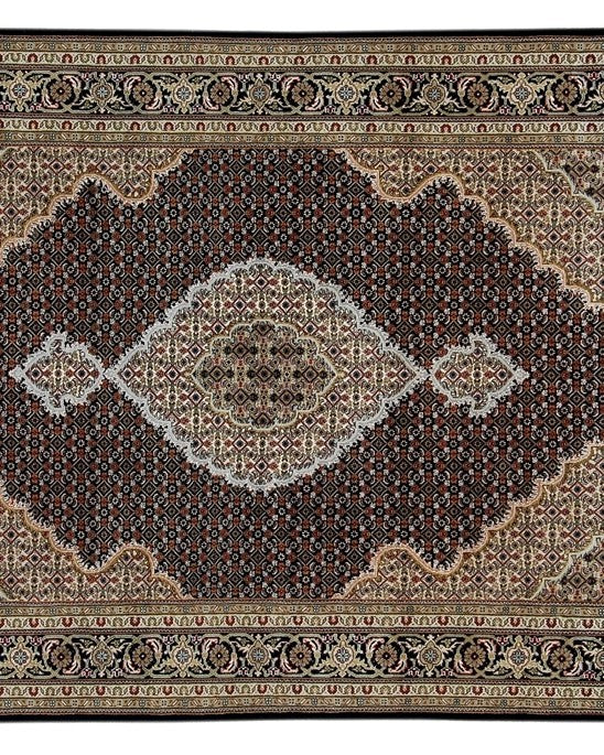 5.6 x 8 Quality Wool and Silk Mahi Tabriz Herati Handmade Rug #B-70179