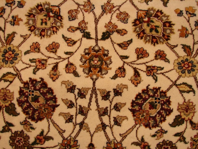 5.10 x 9 Silk & Wool Sino Tabriz Quality Handmade Rug Ivory Tan #PIX-13831