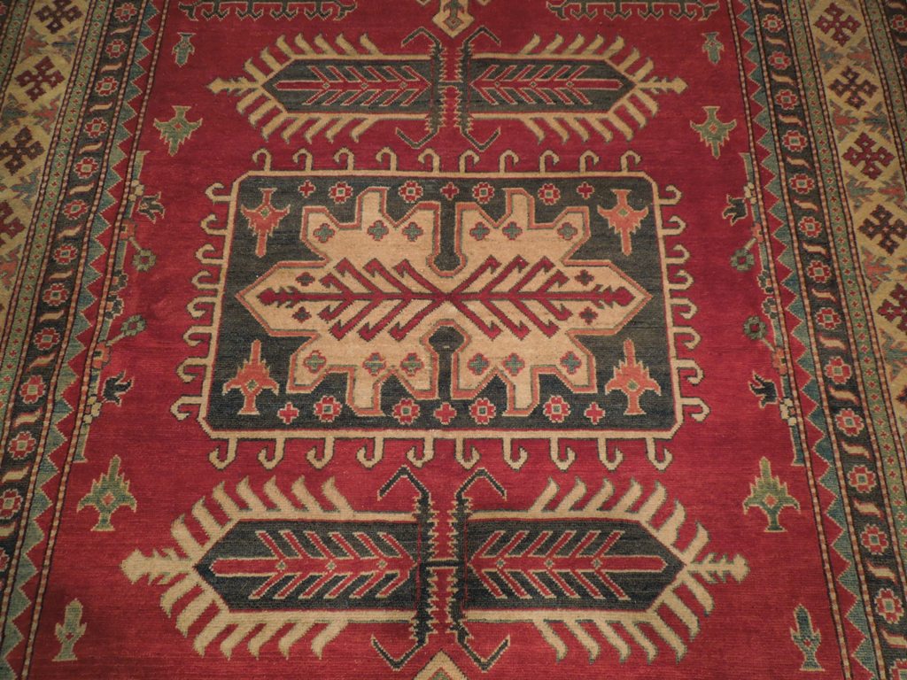 7.1 x 10.4 Orange Red Handmade Pakistan Kazak Wool Rug #PIX-19201