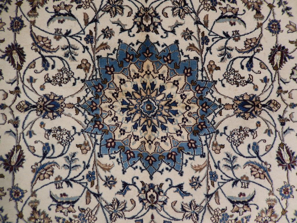 6.5 x 8 Authnetic Persian Nain Carpet 9 LA  Handmade Iran Wool and Silk #PIX-22017