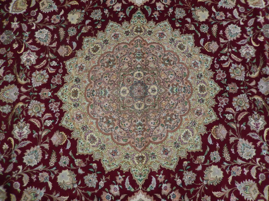 9.9 x 13.7 High Quality Authentic Persian Tabriz Rug Handmade Iran Wool and Silk 400 KPSI PIX-21914