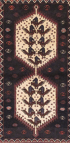3.3 x 4.8 Persian Decorative Tribal Rug Black #PIX-82738