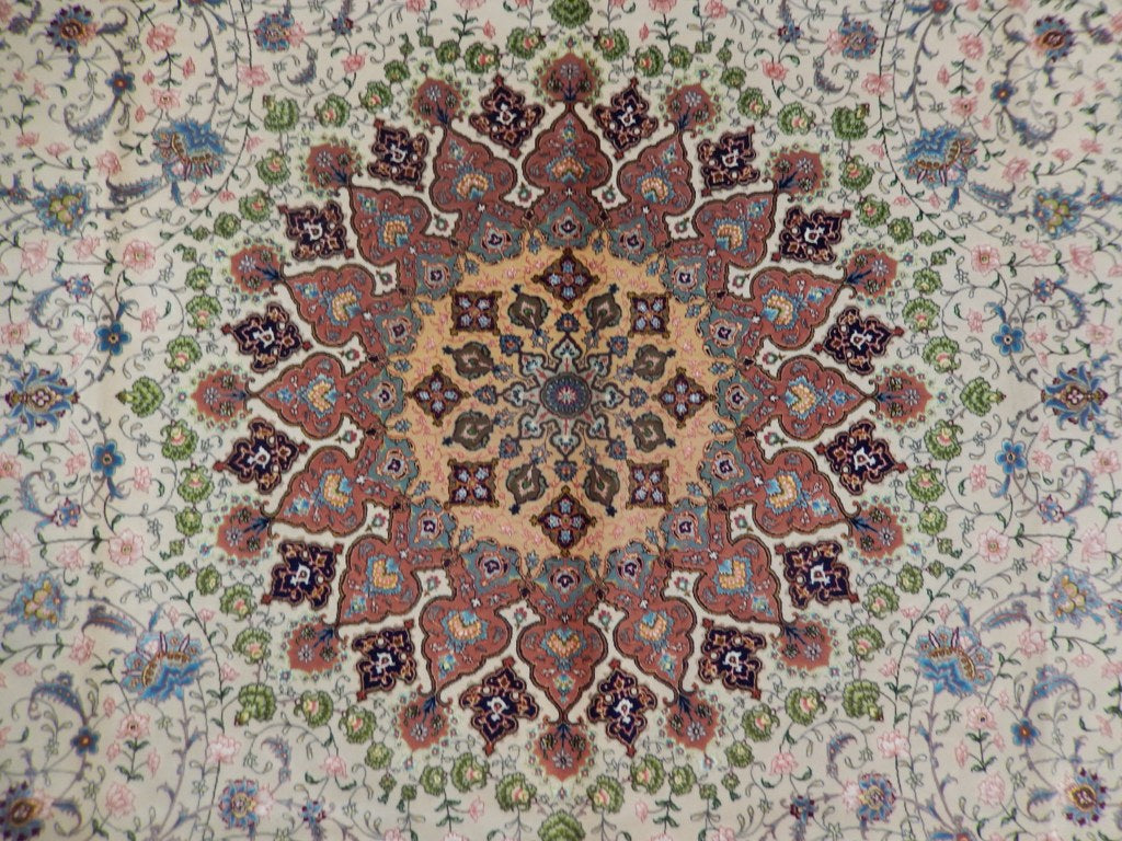 8 x 11.10 Raj Tabriz 500 KPSI Signed Super Fine Quality Rug Wool and Silk on Silk Handmade Iran Authentic #PIX-21844