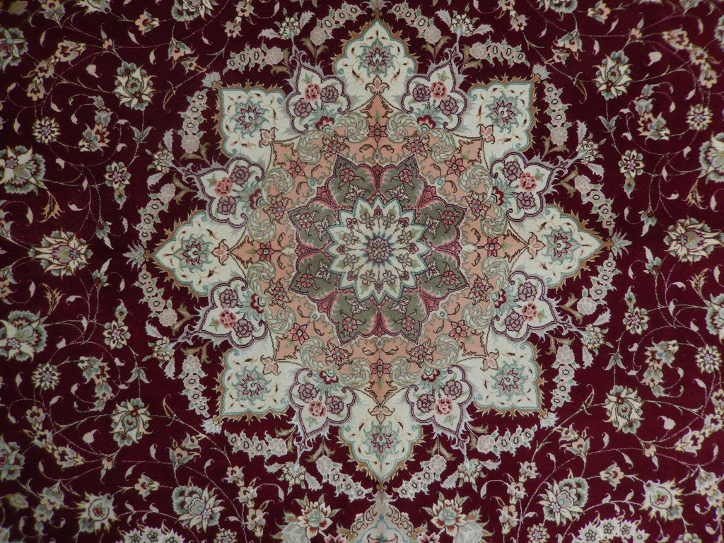6.6 x 10 High Quality Signed Persian Tabriz Rug Wool and Silk on Silk #PIX-21973