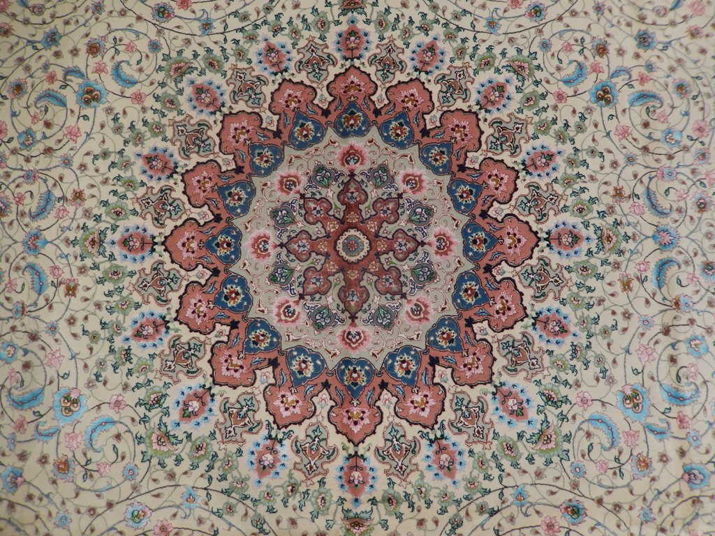 9.8 x 13.4 Super Fine Quality Authentic Persian Tabriz Rug Wool and Silk 70 Raj Handmade Iran 500 KPSI #PIX-21917