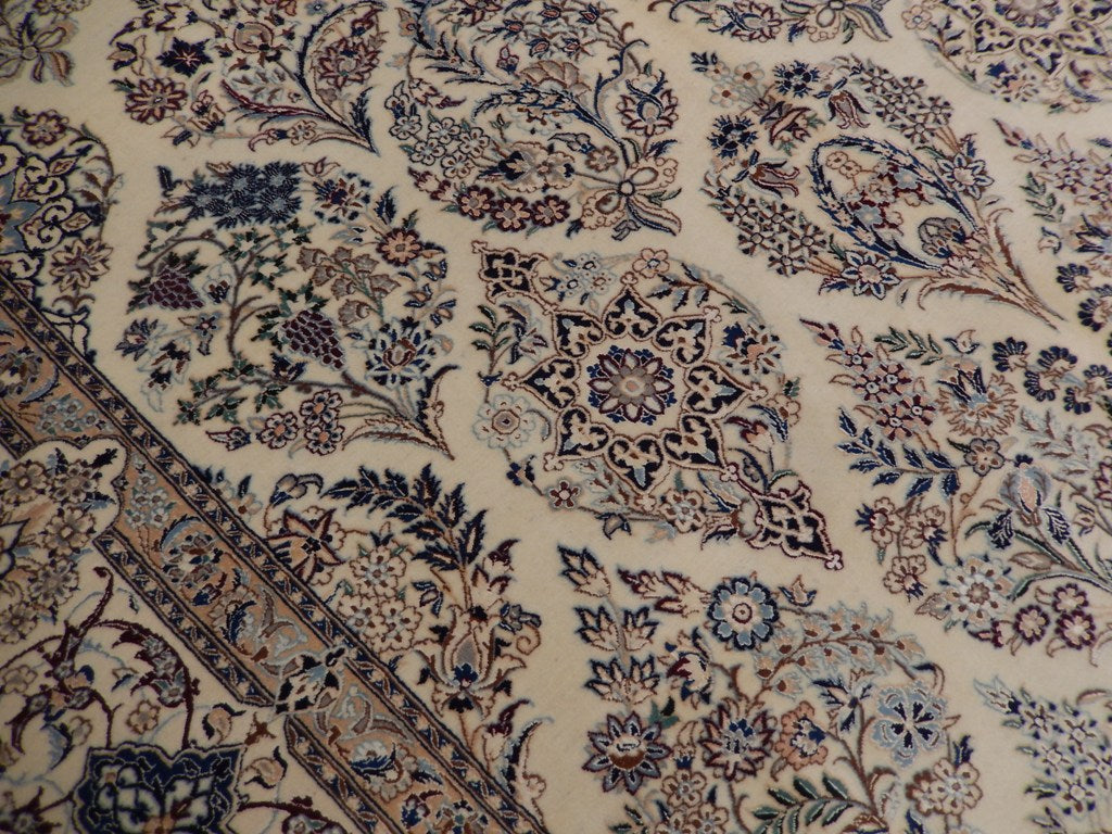 7.7 x 9.9 Authentic Signed Habibian Persian Nain Handmade Wool and Silk Rug 500 KPSI Unusual Iran #PIX-22004