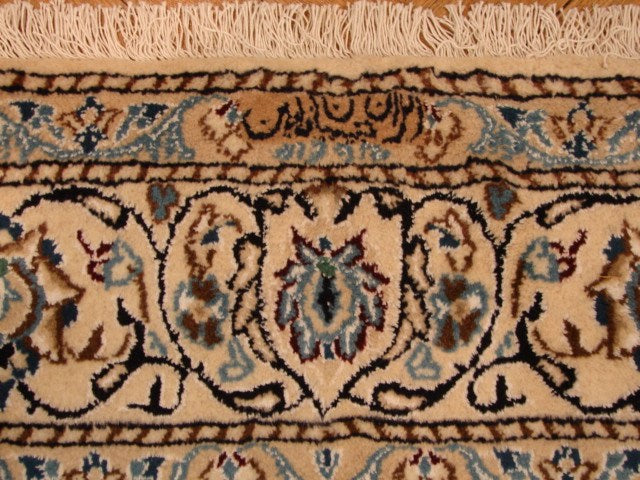 5 x 8 Authentic Signed Persian Green Nain Rug Wool and Silk Handmade Iran-#PIX-4241