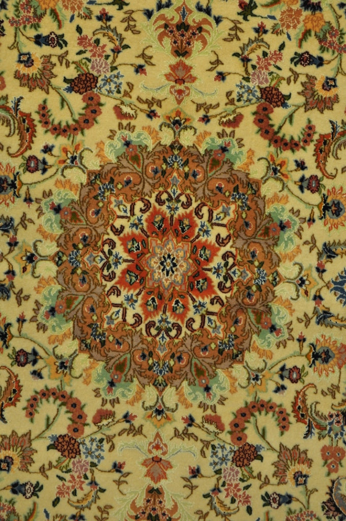 4.9 x 7 Authentic Persian Tabriz Rug Wool and Silk Handmade Iran #PIX-28998