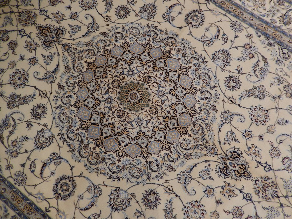 7 x 10.10 Signed Habibian High Quality 6 LA 500 KPSI Persian Nain Rug Wool and Silk Handmade Iran #PIX-22029