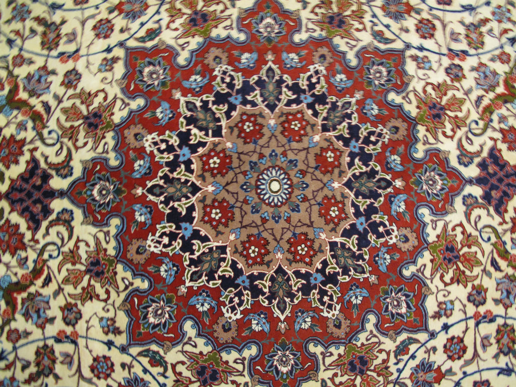 9.9 x 13.6 High Quality Authentic Persian Esfahan Rug Handmade Iran Wool and Silk on Silk 500 KPSI #PIX-26233
