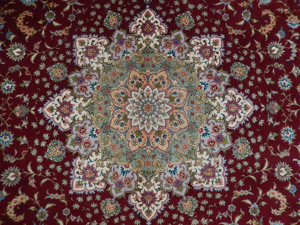 9.9 x 13 Super High Quality Authentic Persian Tabriz Rug Handmade Iran Wool and Silk on Silk 500 KPSI #PIX-21870