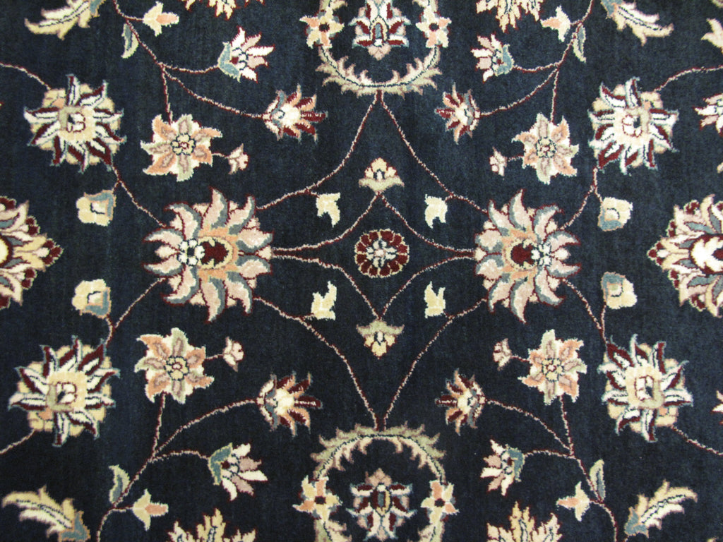 6 x 9.2 Quality Handmade Wool and Silk Rug BLACK #PIX-26274
