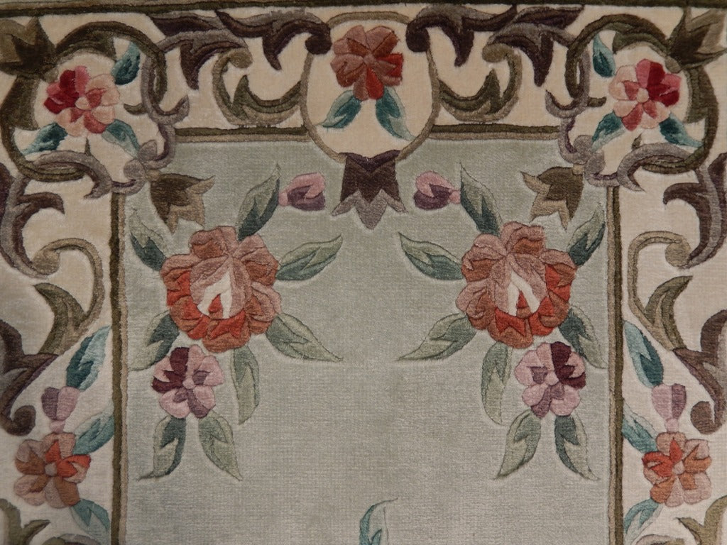 2 x 4 Handmade Aubusson Rug Bamboo Silk #PIX-23043