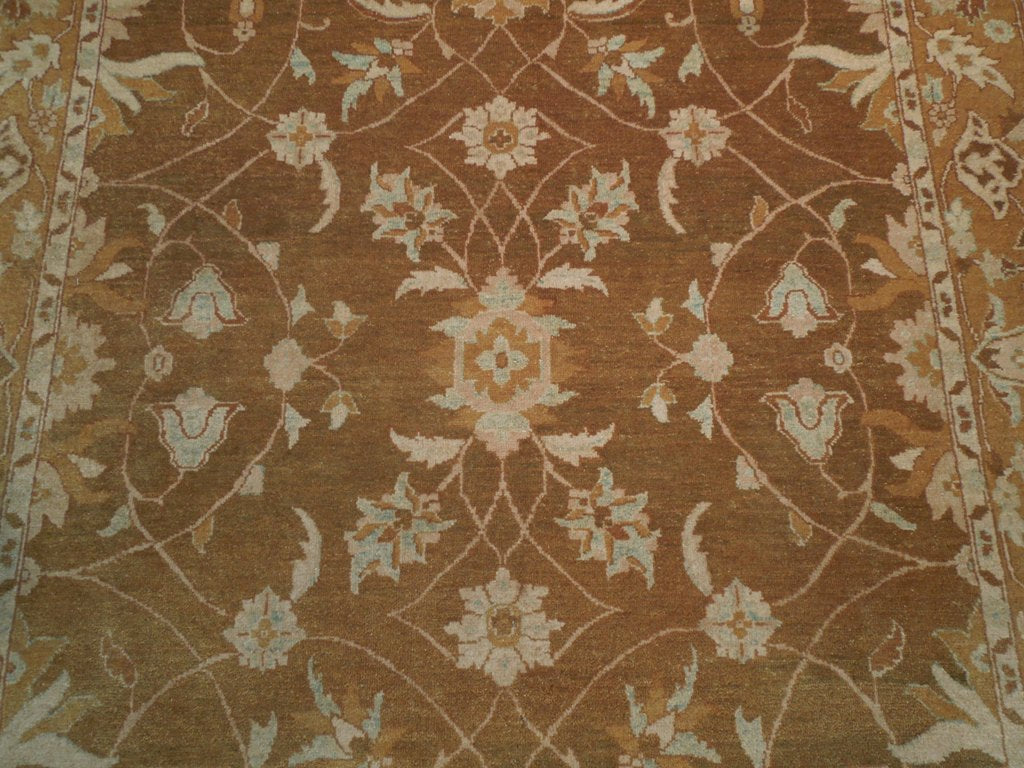 5.10 x 8.9 ARMY BROWN Handmade Agra Rug #PIX-18757