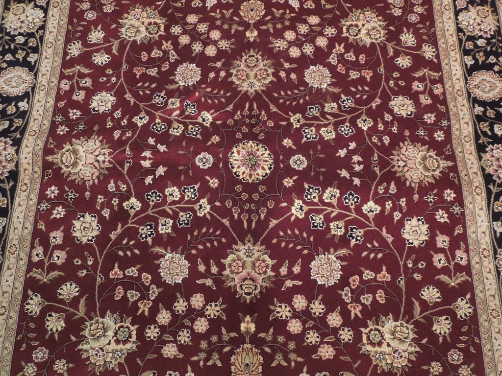 5.9 x 8.9 Quality New Handmade Rug Wool and Silk Burgundy #PIX-19166