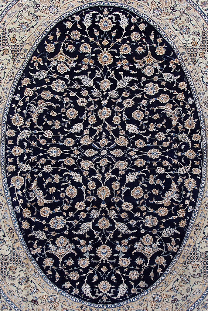 9.7 x 13.4 Fine Authentic Persian Nain Rug 6 LA 500 KPSI Wool and Silk Handmade Iran #B-80167