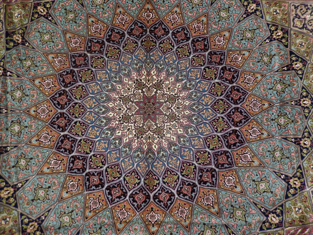 9.10 x 13.3 Super Quality Authentic Persian Tabriz Rug Wool and Silk on Silk Amazing Gonbad Dom Design #PIX-21921