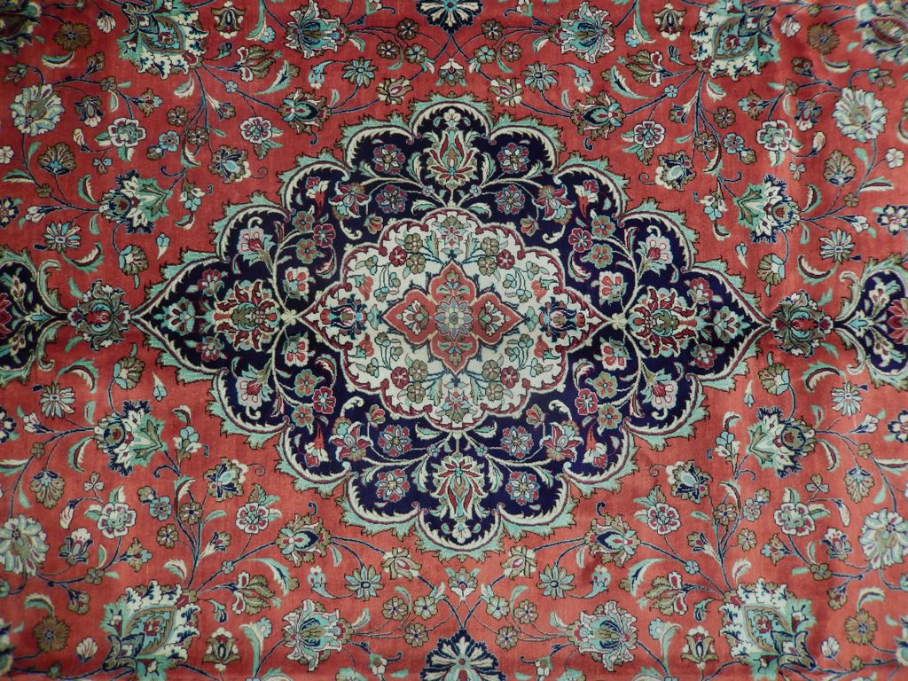 6.7 x 9.10 High Quality Authentic Persian Silk Qom Rug Handmade Iran 500 KPSI #PIX-21954