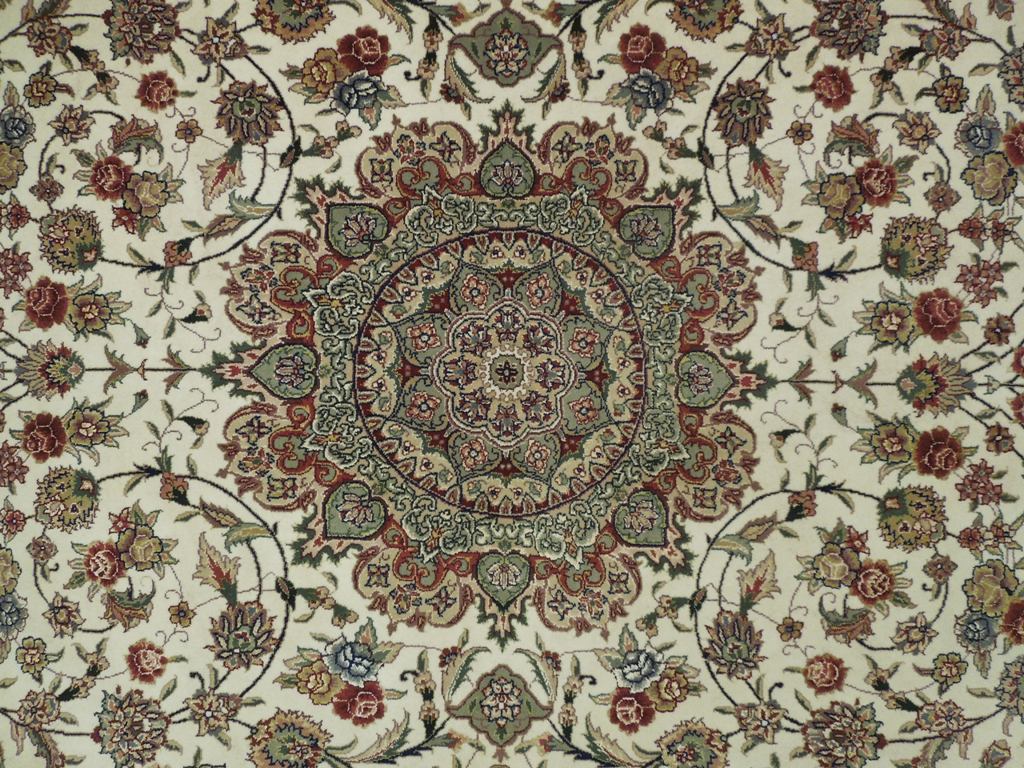 7.9 x 10 Fine Quality Wool and Silk Hand-Knotted Sino Tabriz Rug #PIX-19917