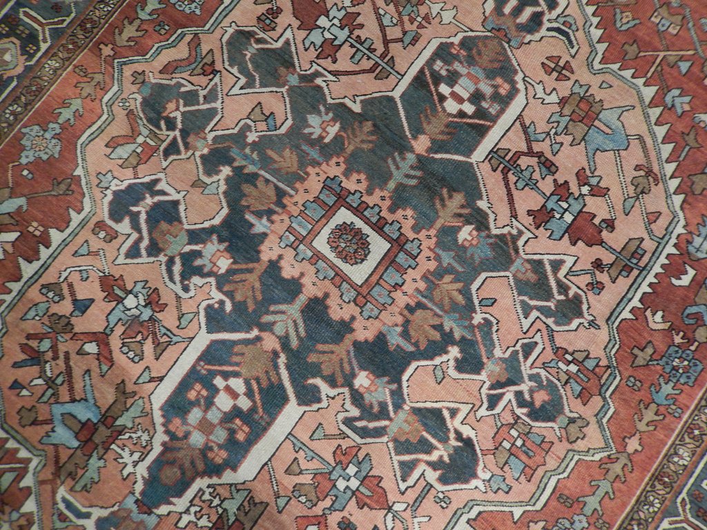 7.4 x 11 Authentic Antique Persian Serapi Rug 1930's #PIX-22351
