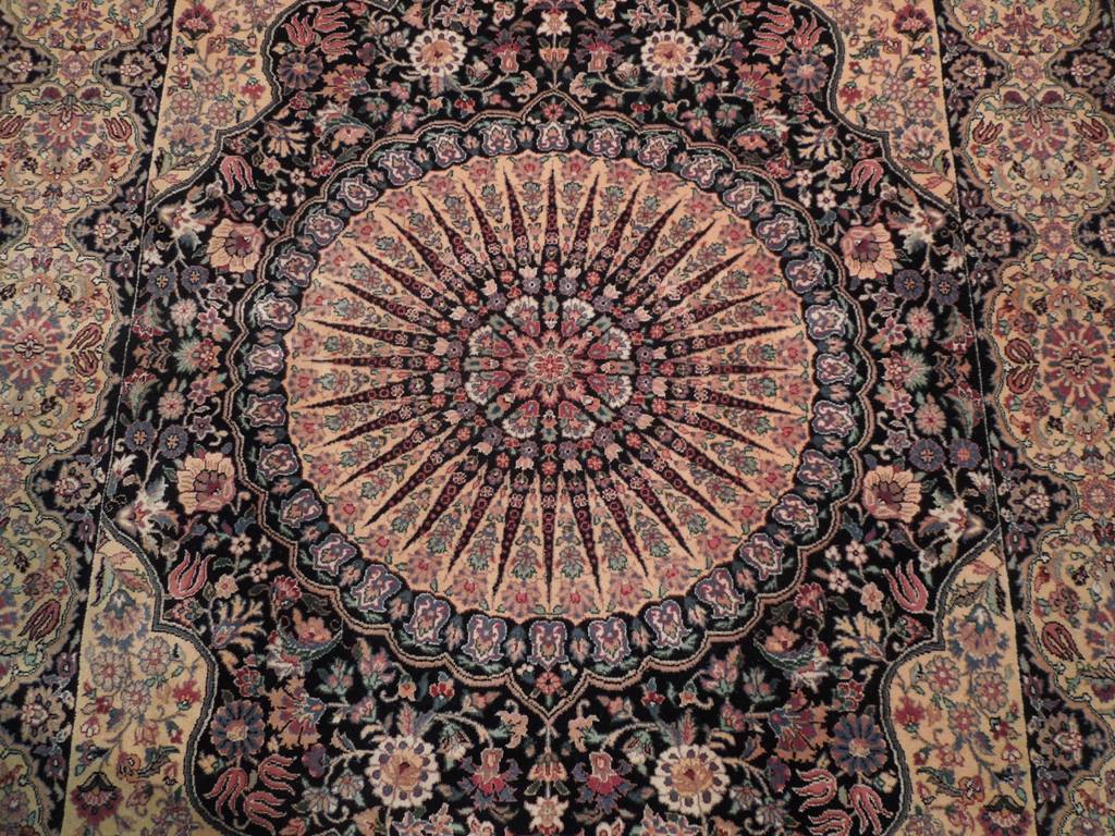 5.10 x 8.8 High Quality Wool and Silk Handmade Rug French Savonnerie BLACK #PIX-18807