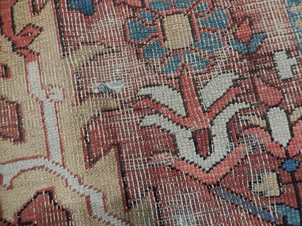 8 x 11.3 Authentic Persian Antique Serapi Rug 1940's #PIX-22384