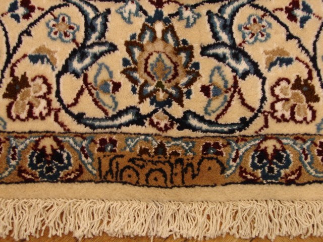 5.4 x 8 Signed Habibian Fine Quality 6 La Nain Rug Wool and Silk Handmade Iran #PIX-4236