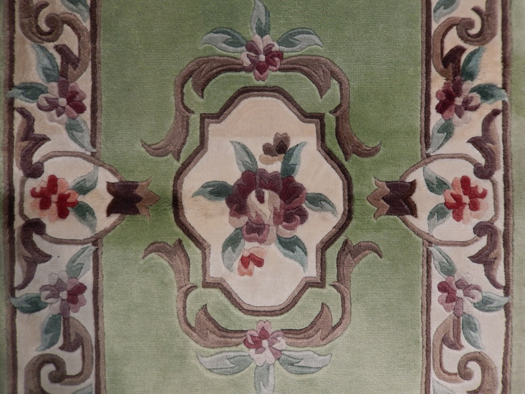 2 x 4 New Aubusson Rug Bamboo Silk Light Green #PIX-23046