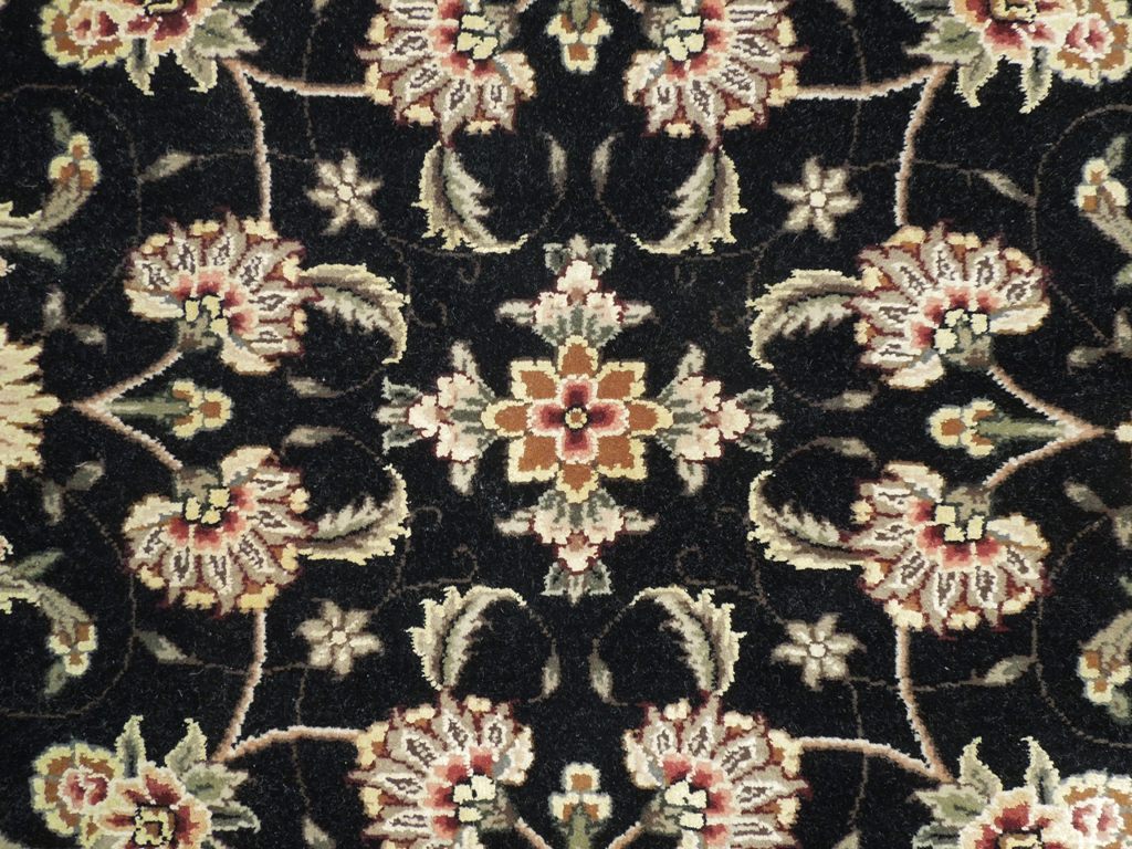 8 x 8 Fine Quality Wool and Silk Handmade Rug BLACK  #PIX-20862