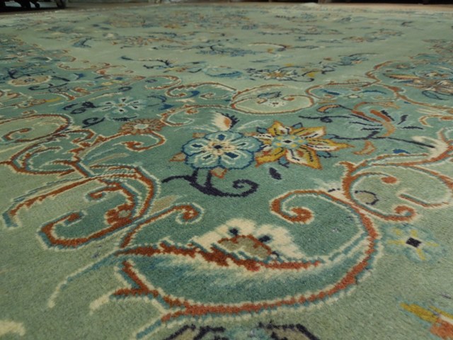 7.9 x 10.7 GREEN Persian Kashan Rug #PIX-15330