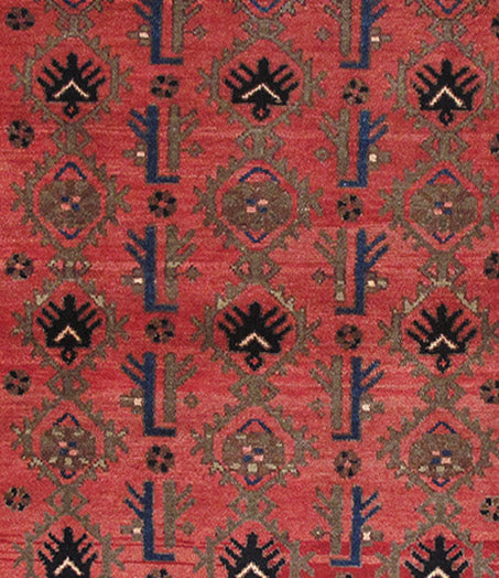 3.7 x 5 Persian Hamadan Tribal Rug Pinkish Red #PIX-82750