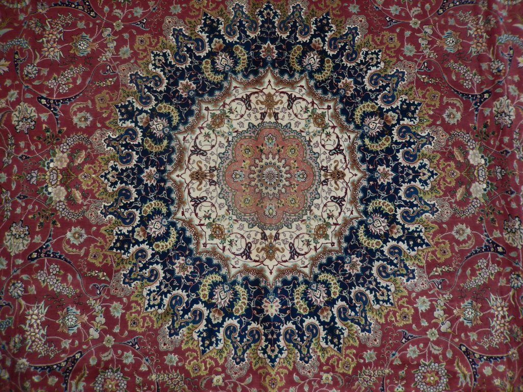 9.7 x 13.8 Super High Quality 70 Raj Authentic Persian Tabriz Rug Handmade Iran Wool and Silk on Silk 500 KPSI #PIX-21912