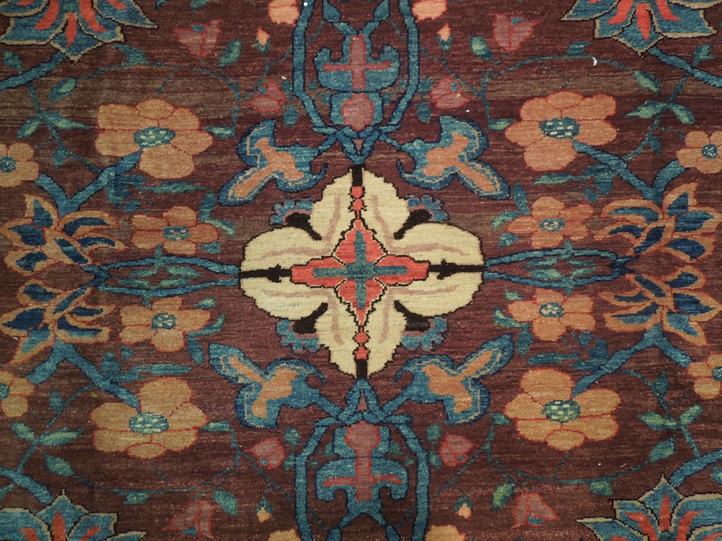 11.8 x 17 Chobi Peshawar Oushak Rug Handmade Pakistan Brown Green Rust #PIX-20099