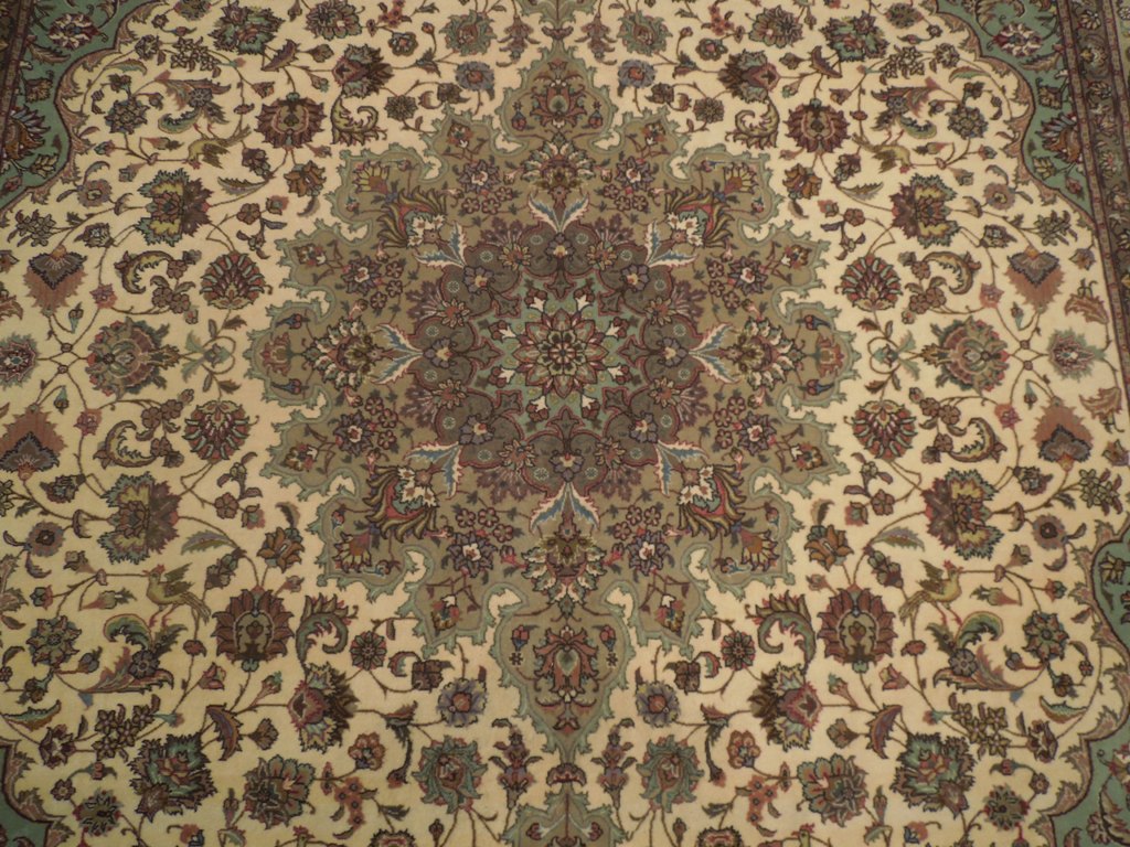 8.2 x 10.1 Authentic Persian Quality Wool and Silk 400 KPSI Tabriz Iran Rug BIRDs #PIX-18231