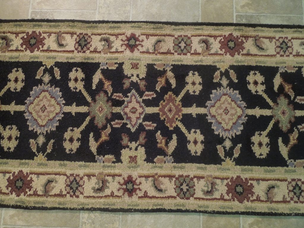 20' Feet Handmade Wool Runner BLACK #B-74121