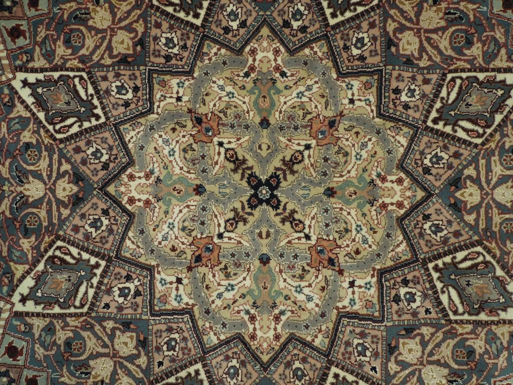 8.9 Feet ROUND Wool and Silk Fine Quality Rug MULTI COLORS  #PIX-20839