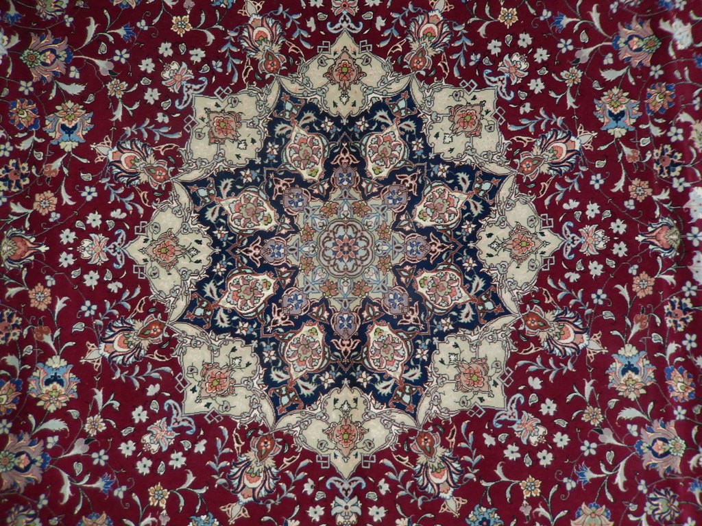 8 x 11.9 Authentic High Quality Persian Tabriz Wool and Silk Rug 500 KPSI #PIX-21877