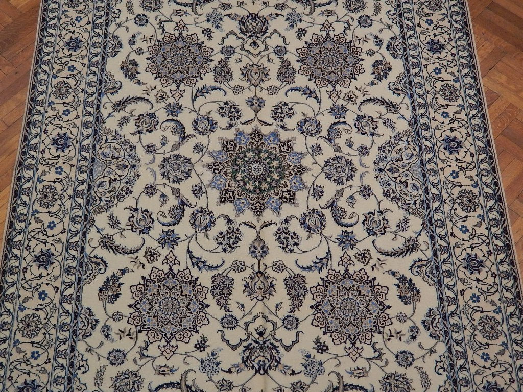 6.9 x 9.8 Habibian Signed High Quality Authentic Persian Nain Rug Handmade Iran Wool and Silk 500 KPSI #PIX-22014