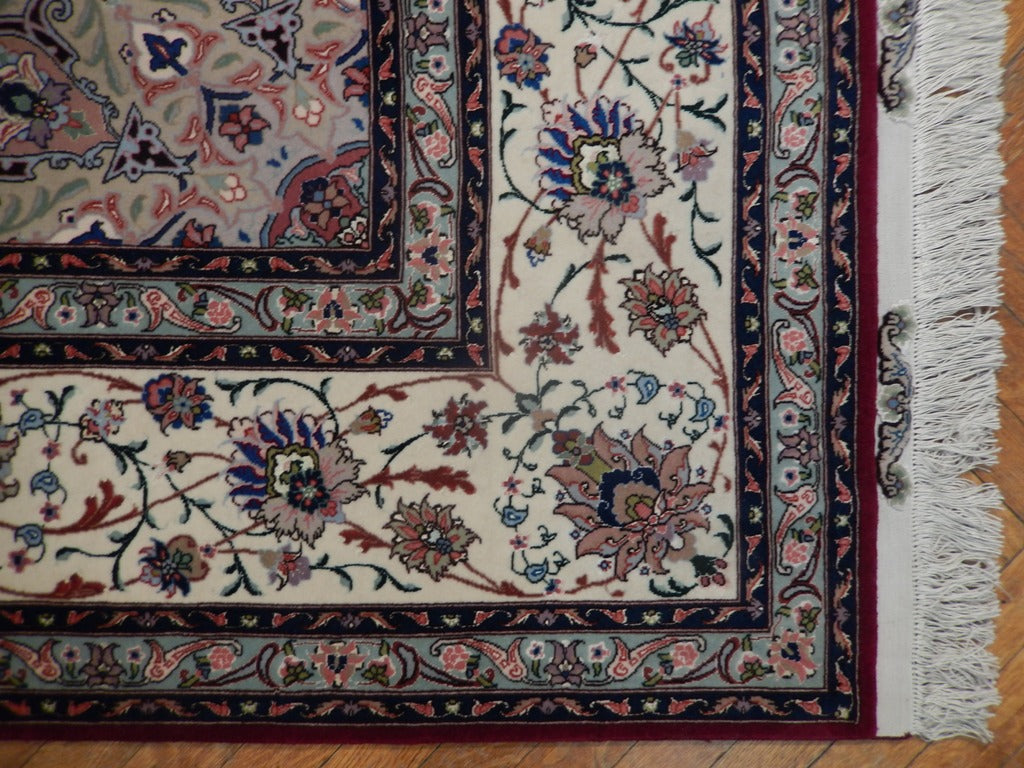 8 x 11.9 Authentic High Quality Persian Tabriz Wool and Silk Rug 500 KPSI #PIX-21877