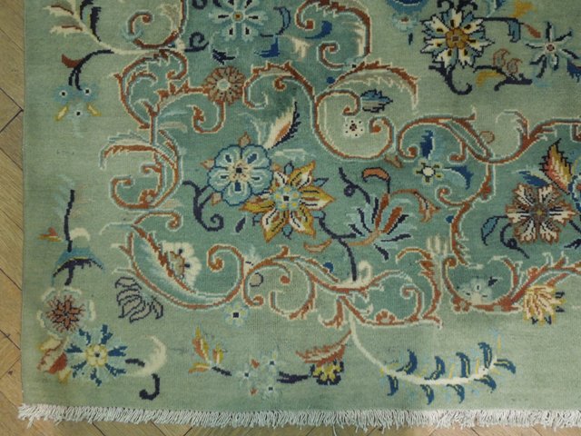 7.9 x 10.7 GREEN Persian Kashan Rug #PIX-15330